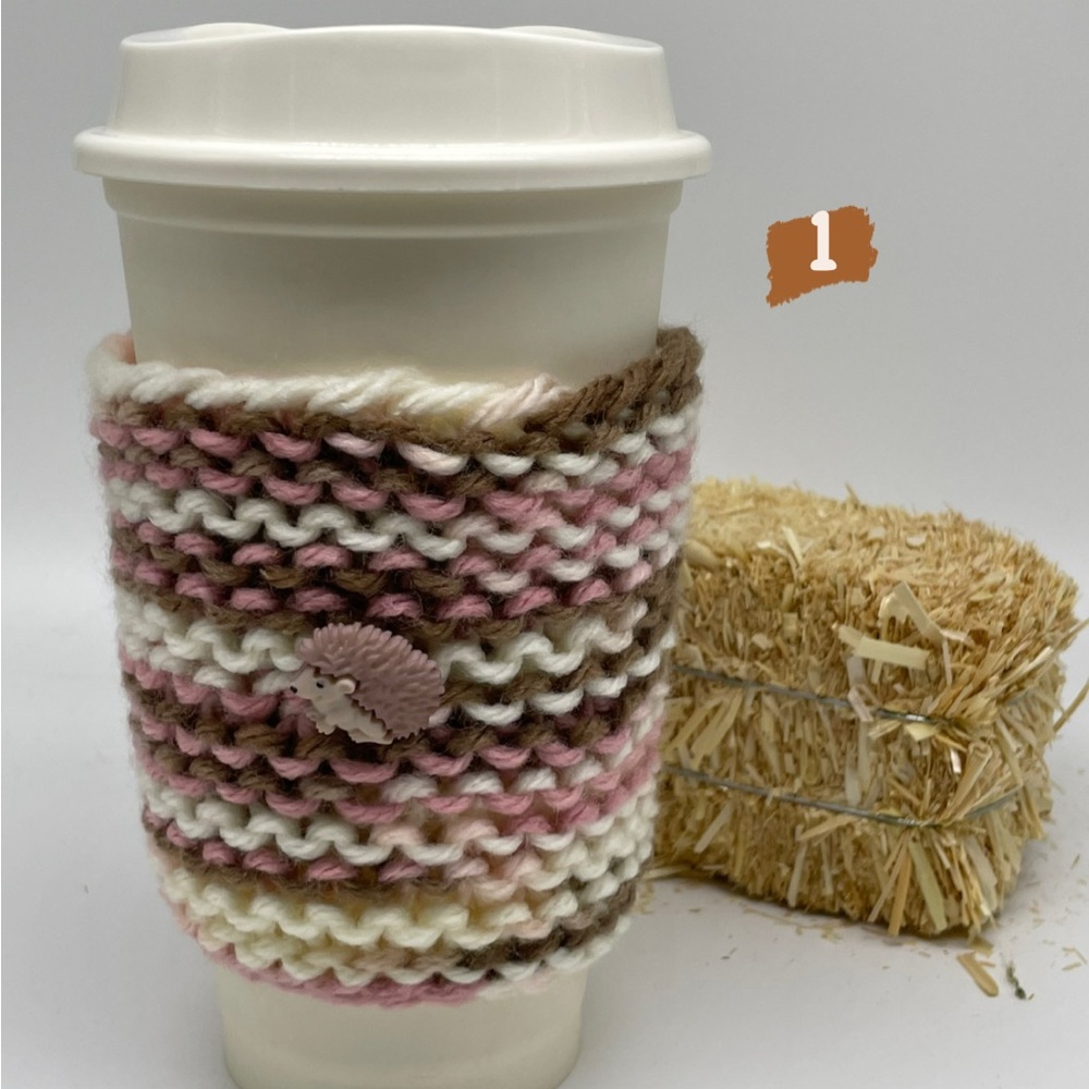 One Crochet Fall Winter Inspired Cup Sleeve of Your Choice - Picture 2 of 3